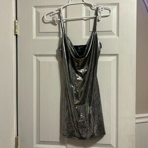 Silver Metallic Mini Dress